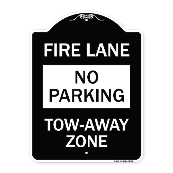 Signmission Fire Lane No Parking Tow-Away Zone Heavy-Gauge Aluminum Architectural Sign, 24" x 18", BW-1824-23992 A-DES-BW-1824-23992 - main